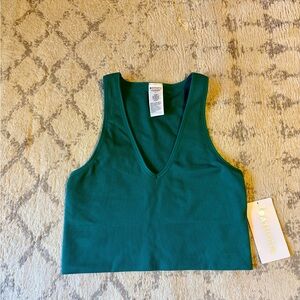Athleta Green Ribbed Cropped Tank Top Size M